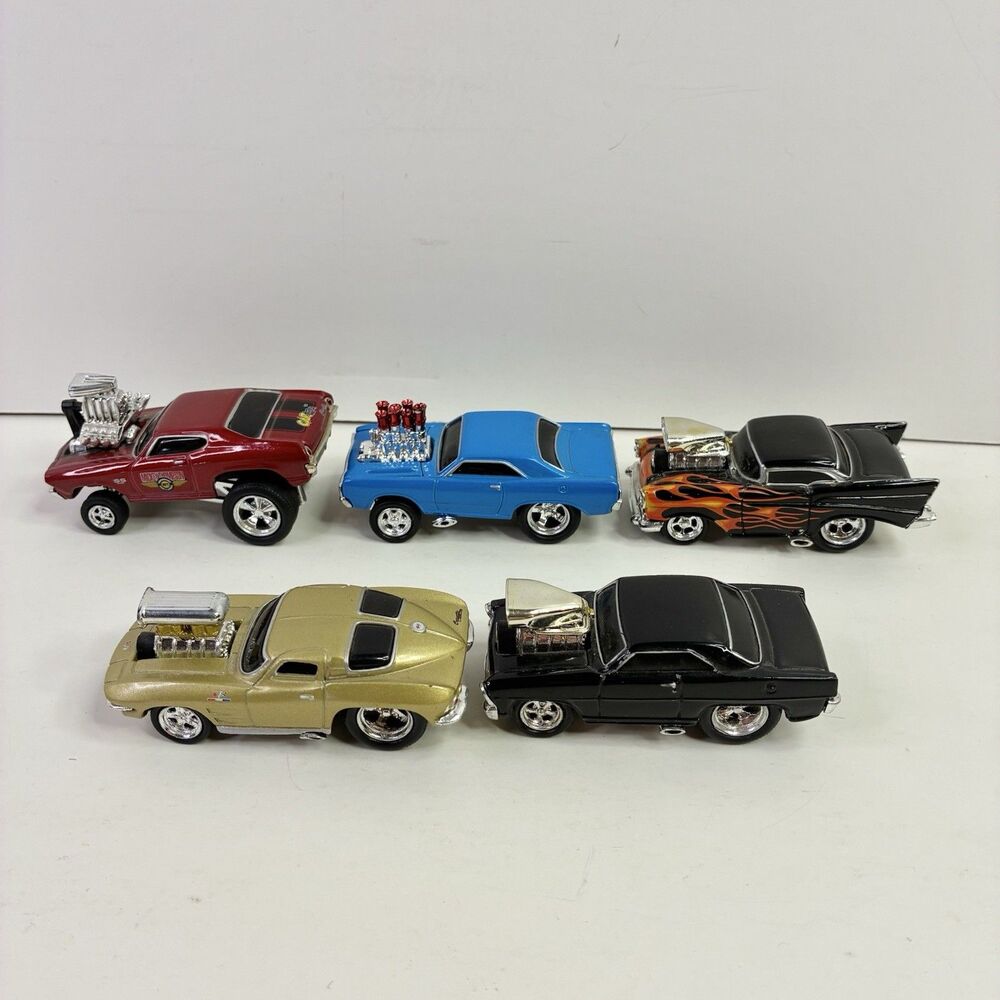 Lot of 5 Funline Muscle Machines 2002 Diecast Cars HotRods 1:64 3" *READ*